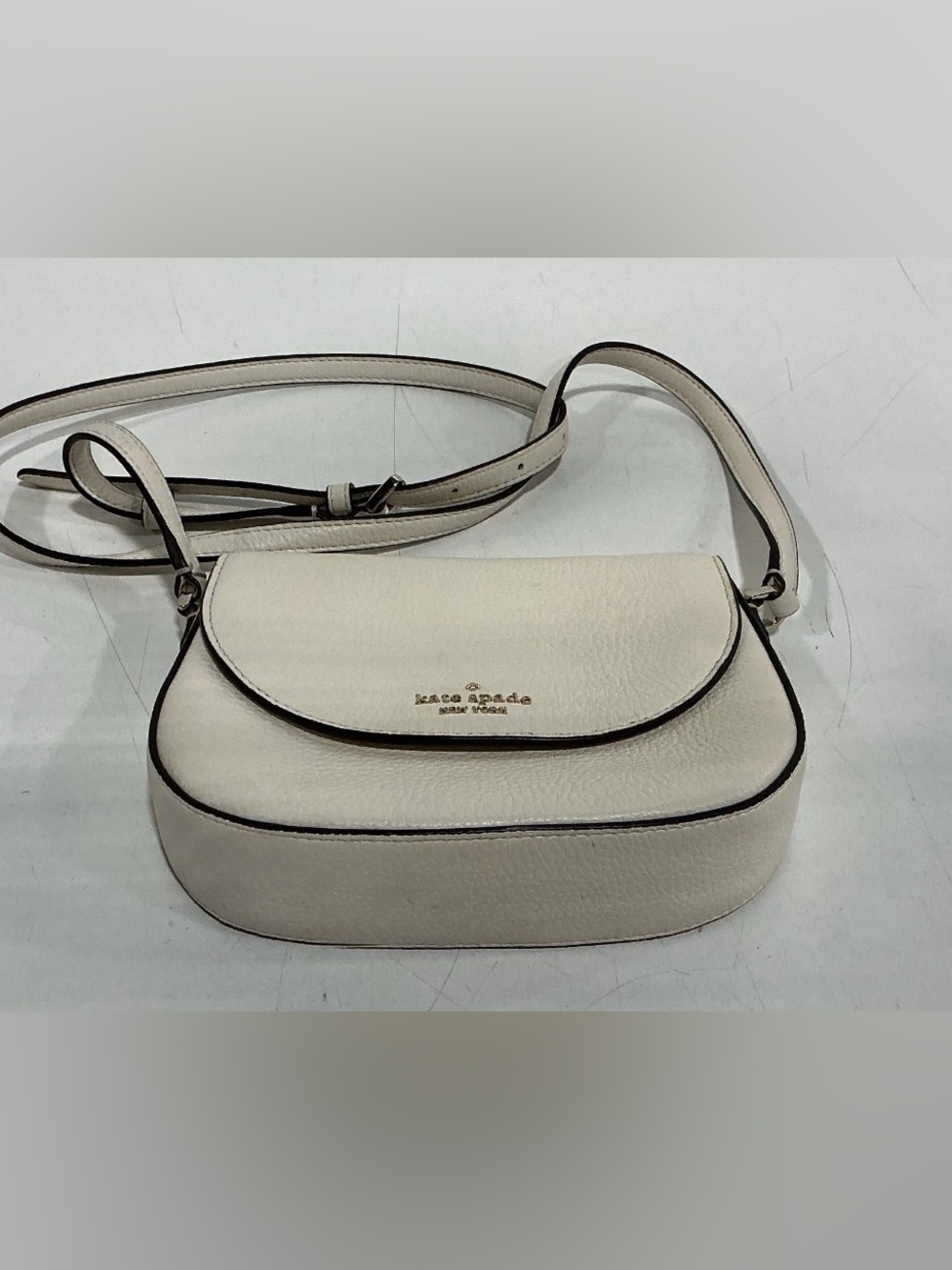 kate spade Cream Leather Crossbody with Gold Logo
